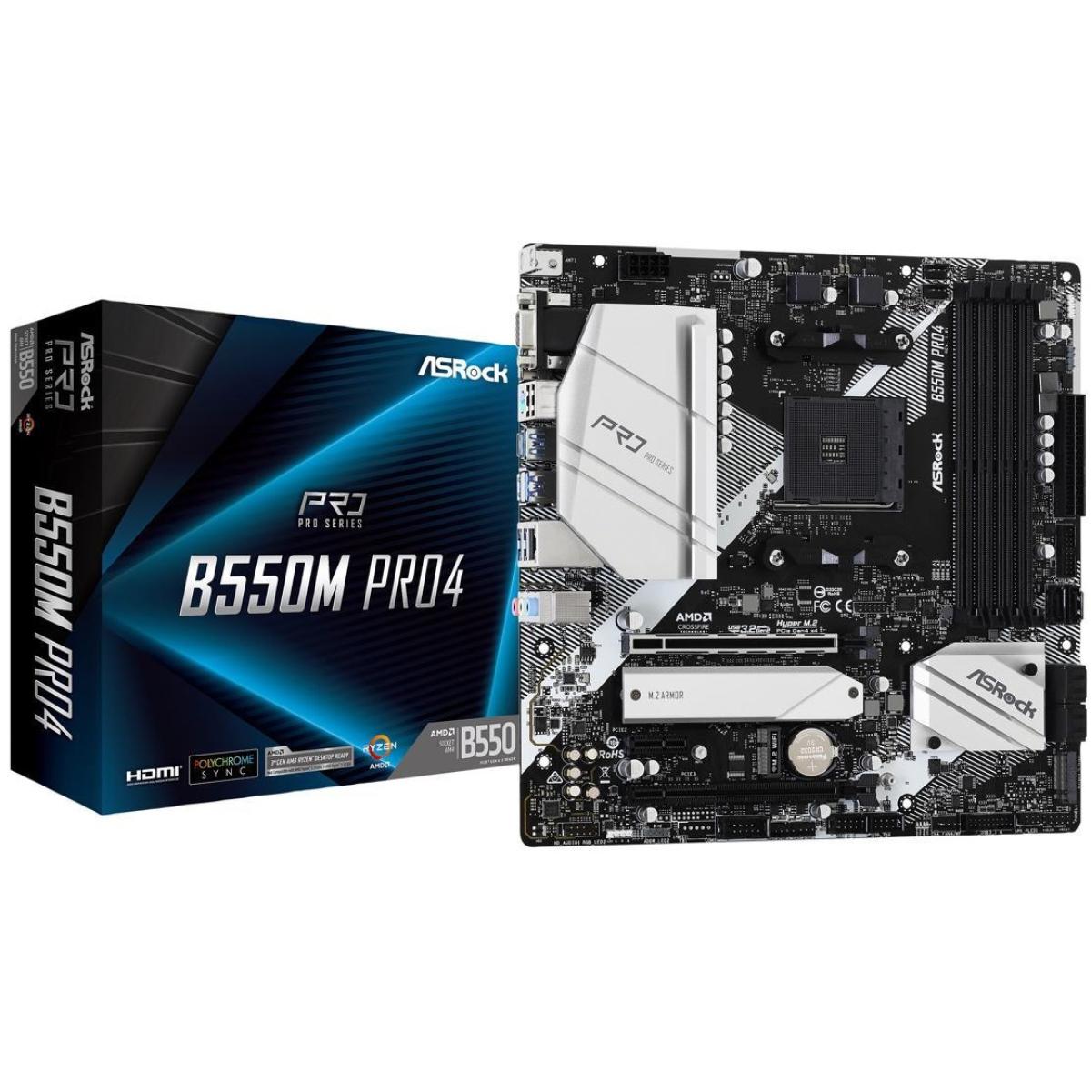 ASRock B550M Pro4, AMD RYZEN Processors, AM4/DDR4 MotherBoard ASRock B550M Pro4, AMD RYZEN Processors, AM4/DDR4 MotherBoard